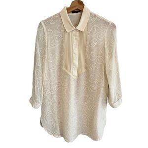 J McLaughlin Womens Silk Tunic Top Size S Career Preppy Minimalist Capsule